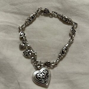 Brighton silver bracelet with heart pendant.